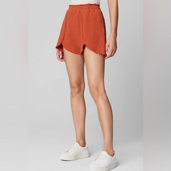 NWT BLANK NYC High Rise Elastic Burnt Orange Raw Hem Shorts - Size Small - Picture 3 of 5